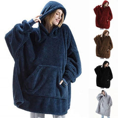 Oversized Fleece Hoodie Blanket with Large Pocket