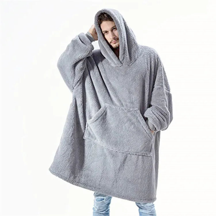 Oversized Fleece Hoodie Blanket with Large Pocket