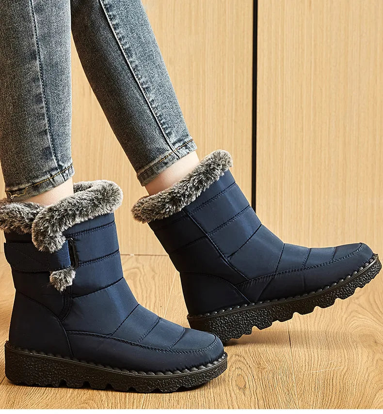 Women’s Trendy Winter Ankle Boots – Waterproof & Cozy with Fur