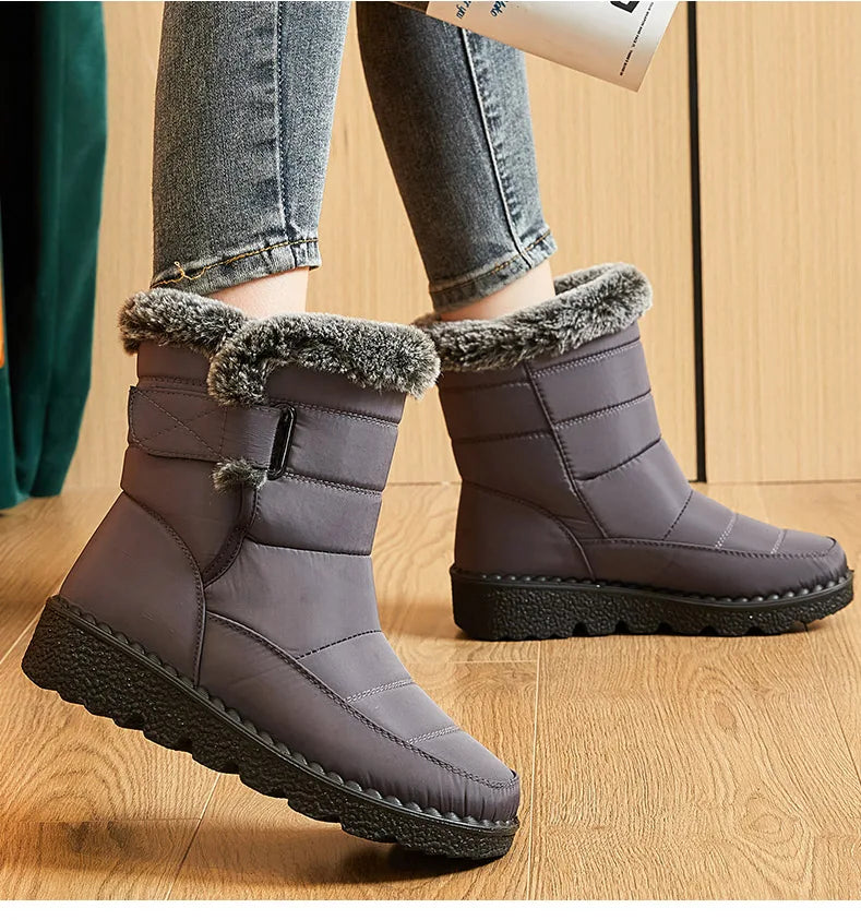 Women’s Trendy Winter Ankle Boots – Waterproof & Cozy with Fur