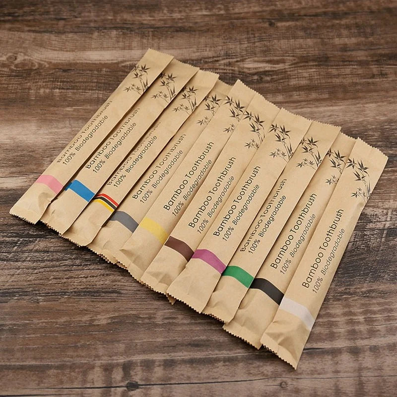 Eco-Friendly Bamboo Toothbrush Set – 10-Pack for Home & Travel