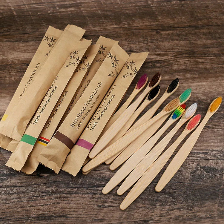 Eco-Friendly Bamboo Toothbrush Set – 10-Pack for Home & Travel