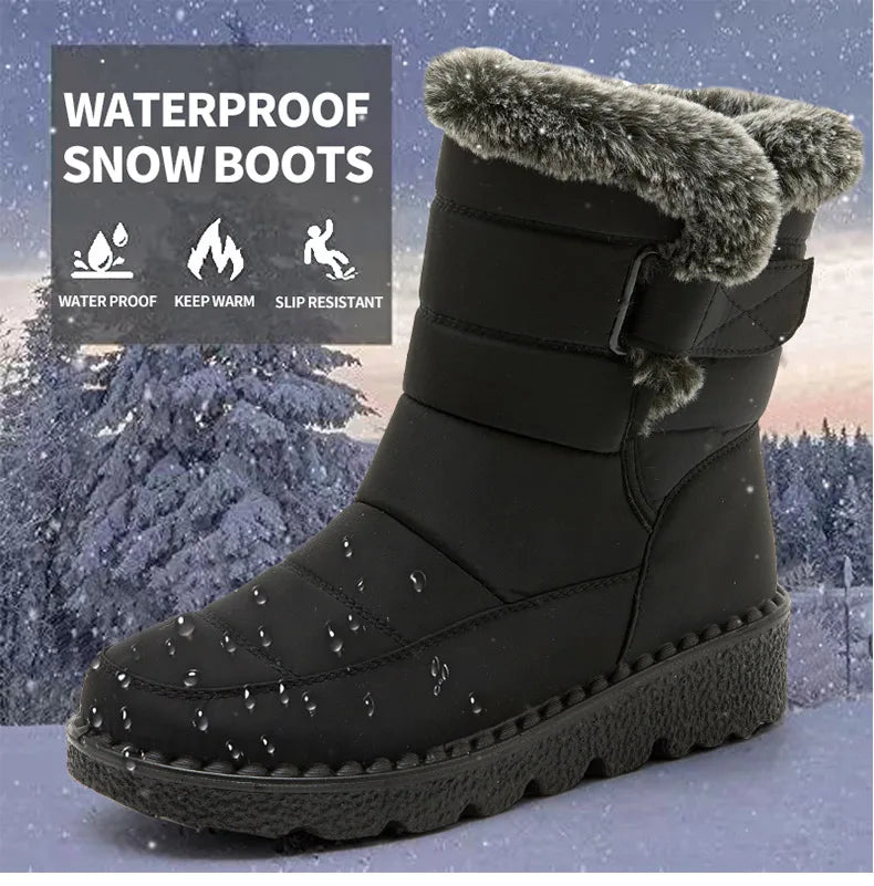 Women’s Trendy Winter Ankle Boots – Waterproof & Cozy with Fur