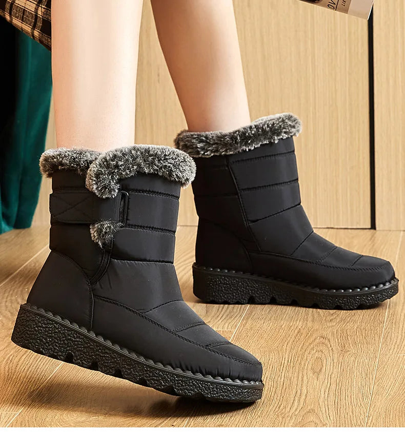 Women’s Trendy Winter Ankle Boots – Waterproof & Cozy with Fur