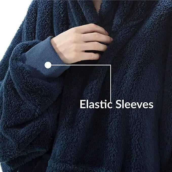 Oversized Fleece Hoodie Blanket with Large Pocket