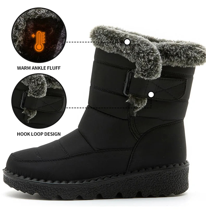 Women’s Trendy Winter Ankle Boots – Waterproof & Cozy with Fur