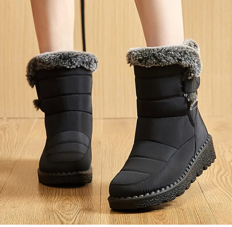 Women’s Trendy Winter Ankle Boots – Waterproof & Cozy with Fur