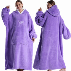 Extra Long Hooded Wearable Blanket – Cozy Flannel Comfort with Sleeves