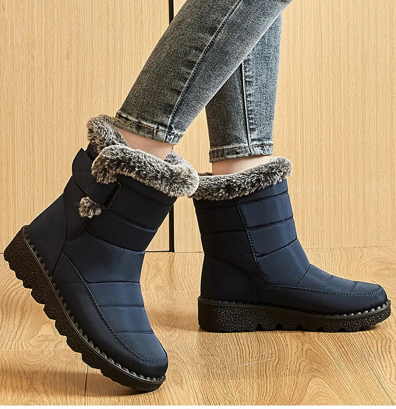 Women’s Trendy Winter Ankle Boots – Waterproof & Cozy with Fur