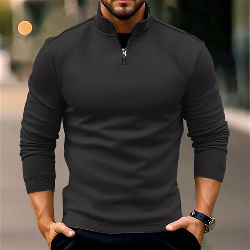 Men’s Long-Sleeve Zipper Sports Polo – Sleek & Comfortable